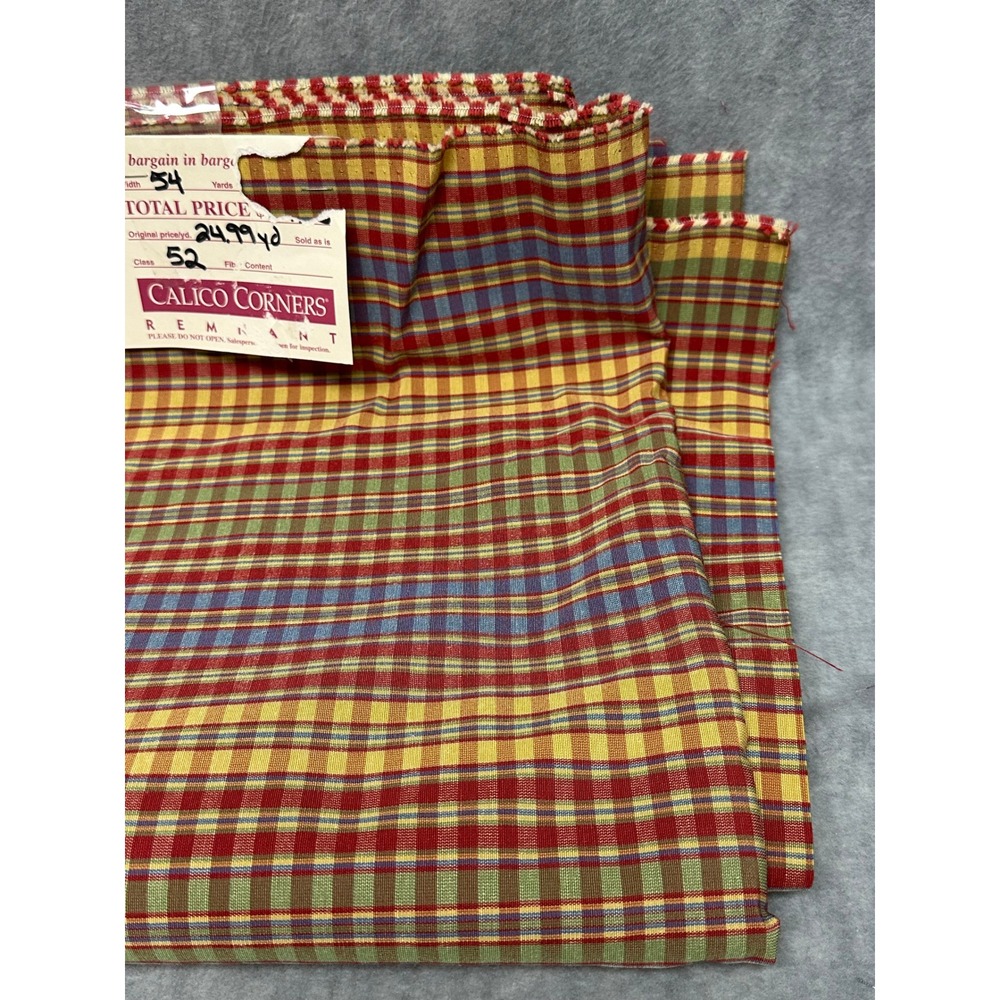 Calico Corners Plaid Fabric Remnant 54" x 104" New Traditional Upholstery - Picture 5 of 9